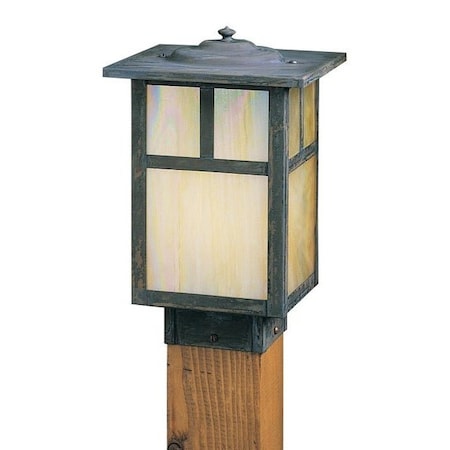 Arroyo Craftsman 7" Mission Square Post Cap Without Overlay (Empty), Black, Almond Mica Glass MPC-7EAM-BK